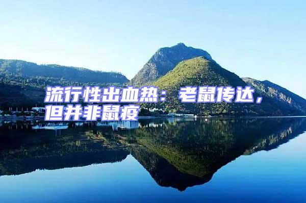 流行性出血熱：老鼠傳達，但并非鼠疫