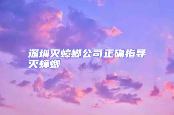 深圳滅蟑螂公司正確指導滅蟑螂