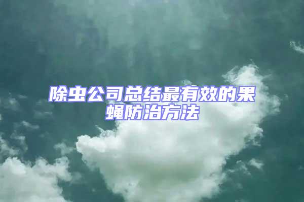 除蟲公司總結最有效的果蠅防治方法
