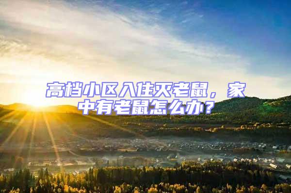 高檔小區入住滅老鼠，家中有老鼠怎么辦？