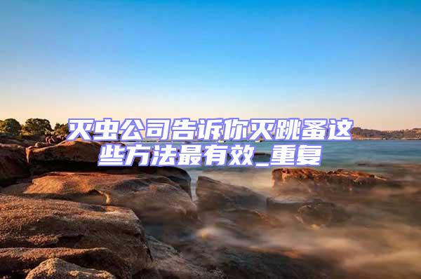 滅蟲公司告訴你滅跳蚤這些方法最有效_重復