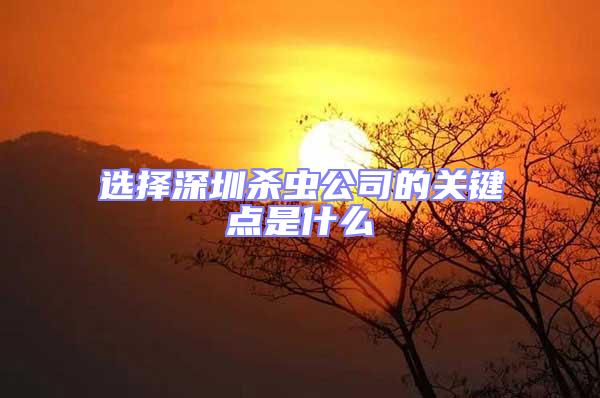 選擇深圳殺蟲公司的關(guān)鍵點(diǎn)是什么