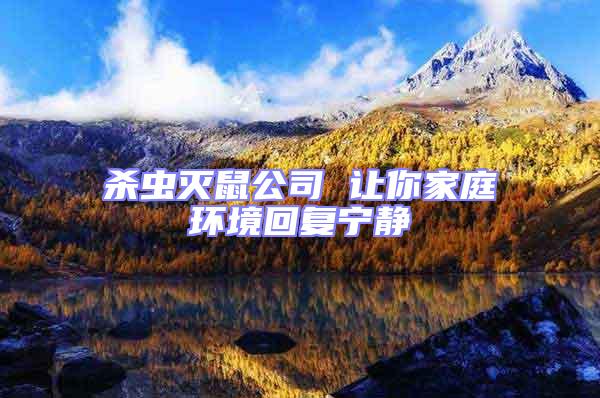 殺蟲滅鼠公司 讓你家庭環境回復寧靜