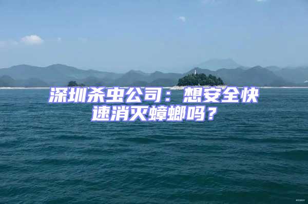 深圳殺蟲公司：想安全快速消滅蟑螂嗎？