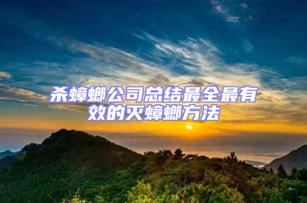 殺蟑螂公司總結最全最有效的滅蟑螂方法
