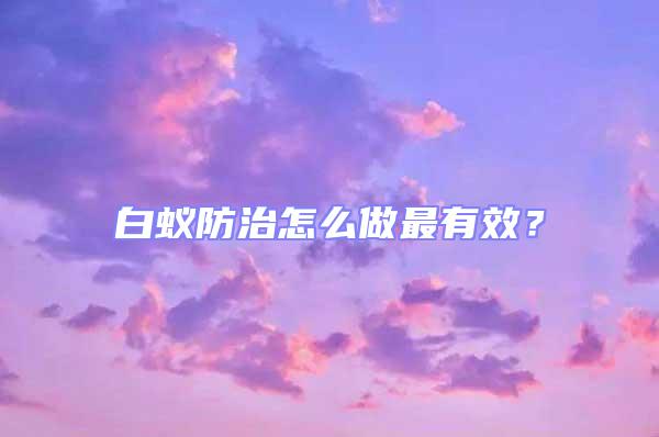 白蟻防治怎么做最有效？