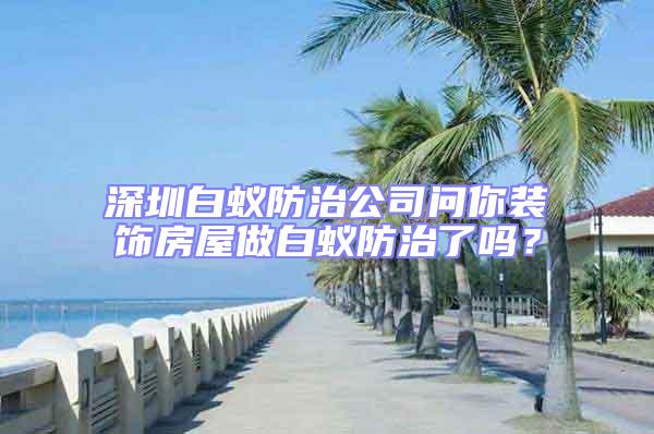 深圳白蟻防治公司問你裝飾房屋做白蟻防治了嗎？